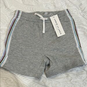 Janie and Jack Kids Gray Shorts with Colorful Stripes